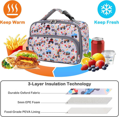FlowFly Kids Lunch box Insulated Soft Bag Mini Cooler Back to School Thermal Meal Tote Kit for Girls, Boys, Astronaut - Colors A