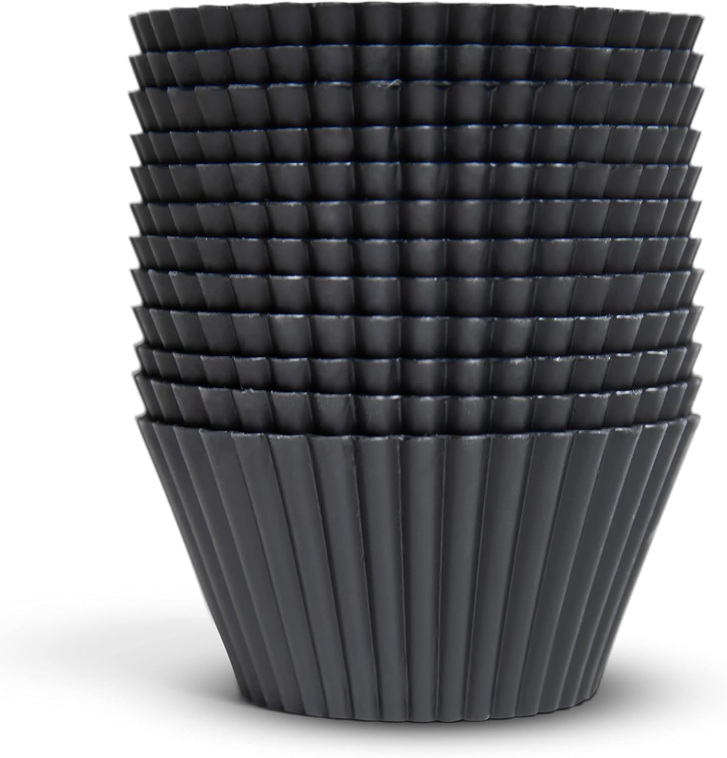 Premium Reusable Silicone Muffin Liners - 12 BPA Free Silicone Cupcake Molds for Baking - LFGB/FDA - (Standard, Black)
