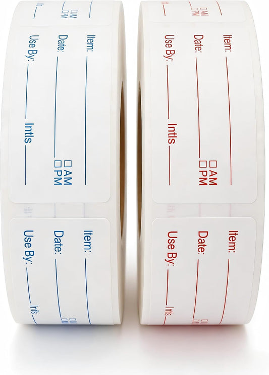 HUOJI 300pcs Removable Food Labels, 1'' x 3'' Date Stickers for Freezer, Refrigerator Food Containers, No Residue(2 Rolls, 2 Colors)