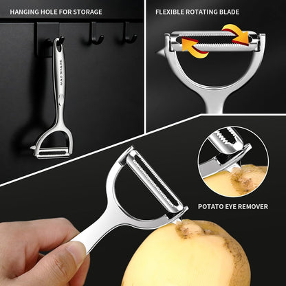 MAD SHARK Ultra Sharp Vegetable Peelers for Kitchen 10 Years No Rust Stainless Steel Serrated Potato Peeler Easy to Use Y Peeler with Durable Non-Slip Ergonomic Grips for Carrots, Fruits, Veggie