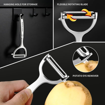 MAD SHARK Ultra Sharp Vegetable Peelers for Kitchen 10 Years No Rust Stainless Steel Serrated Potato Peeler Easy to Use Y Peeler with Durable Non-Slip Ergonomic Grips for Carrots, Fruits, Veggie