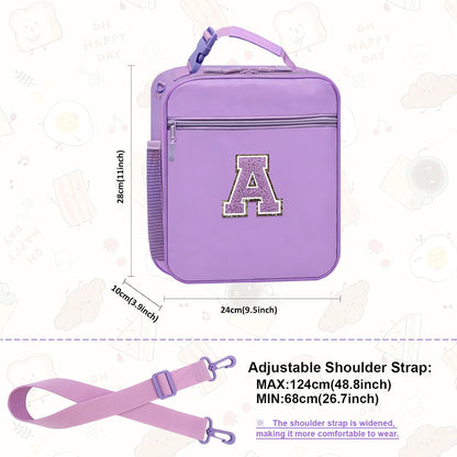 Lunch Box for Women Girls Adult Teens Kids Lunch Bag School Work Picnic Meal Food Container Carrier Purse Cooler,Insulated Lunch Tote with Handheld Shoulder Strap Water Bottle Holder Purple A