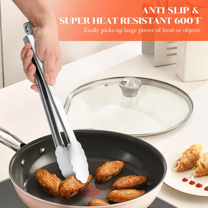 17" Extra Long Metal Tongs,Grilling Tongs,Stainless Steel Tongs for Cooking