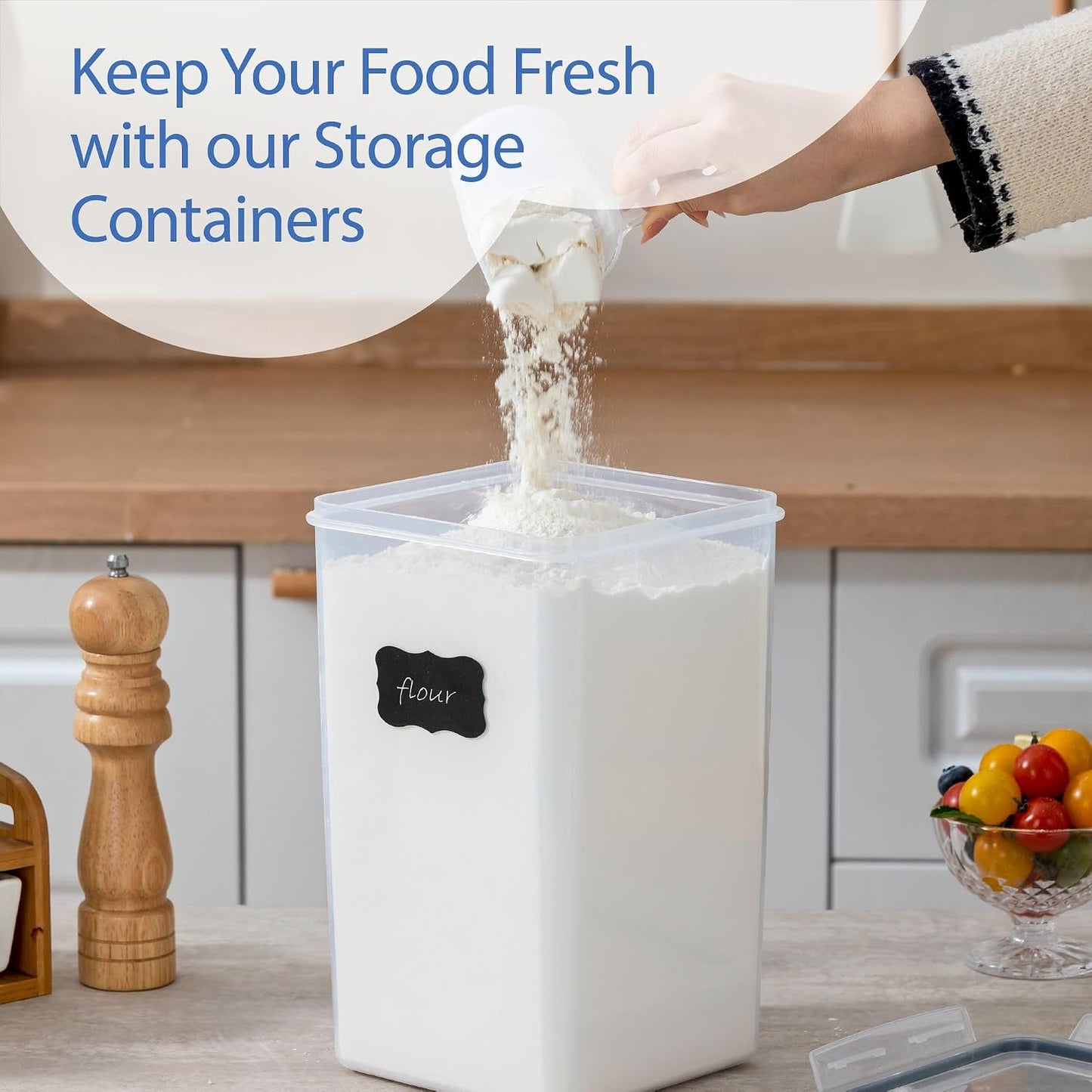 Chef's Path Extra Large Airtight Food Storage Containers with Lids, Pack of 2, 6.5L, 220Oz, Airtight Kitchen and Pantry Bulk Canisters for Flour, Sugar, Rice, and Baking Supplies - Transparent
