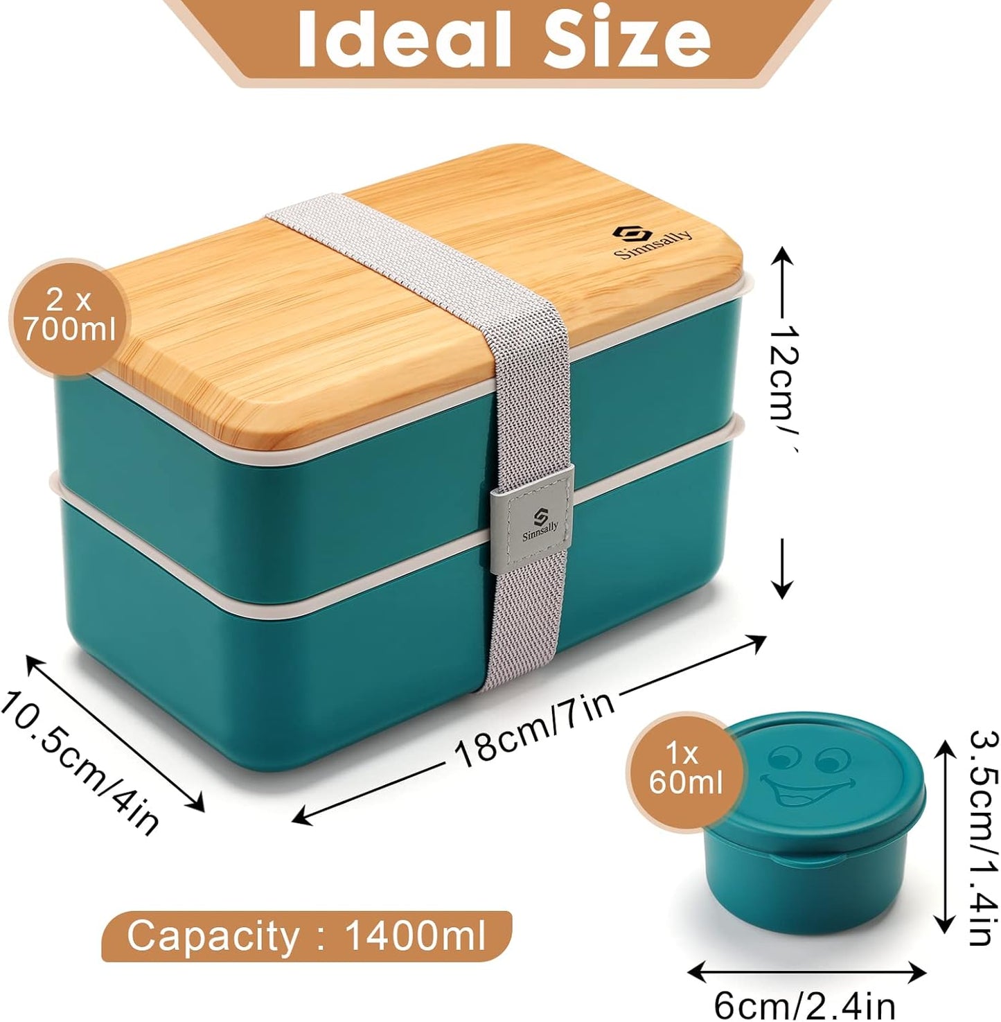 Sinnsally Bento Box for Kids and Adults, Stackable Japanese Bento Lunch Box Containers for Teens/Women with Compartments(47oz),Modern Lunch Containers with Utensil Set,Leak-Proof Lunchbox,Rectangle