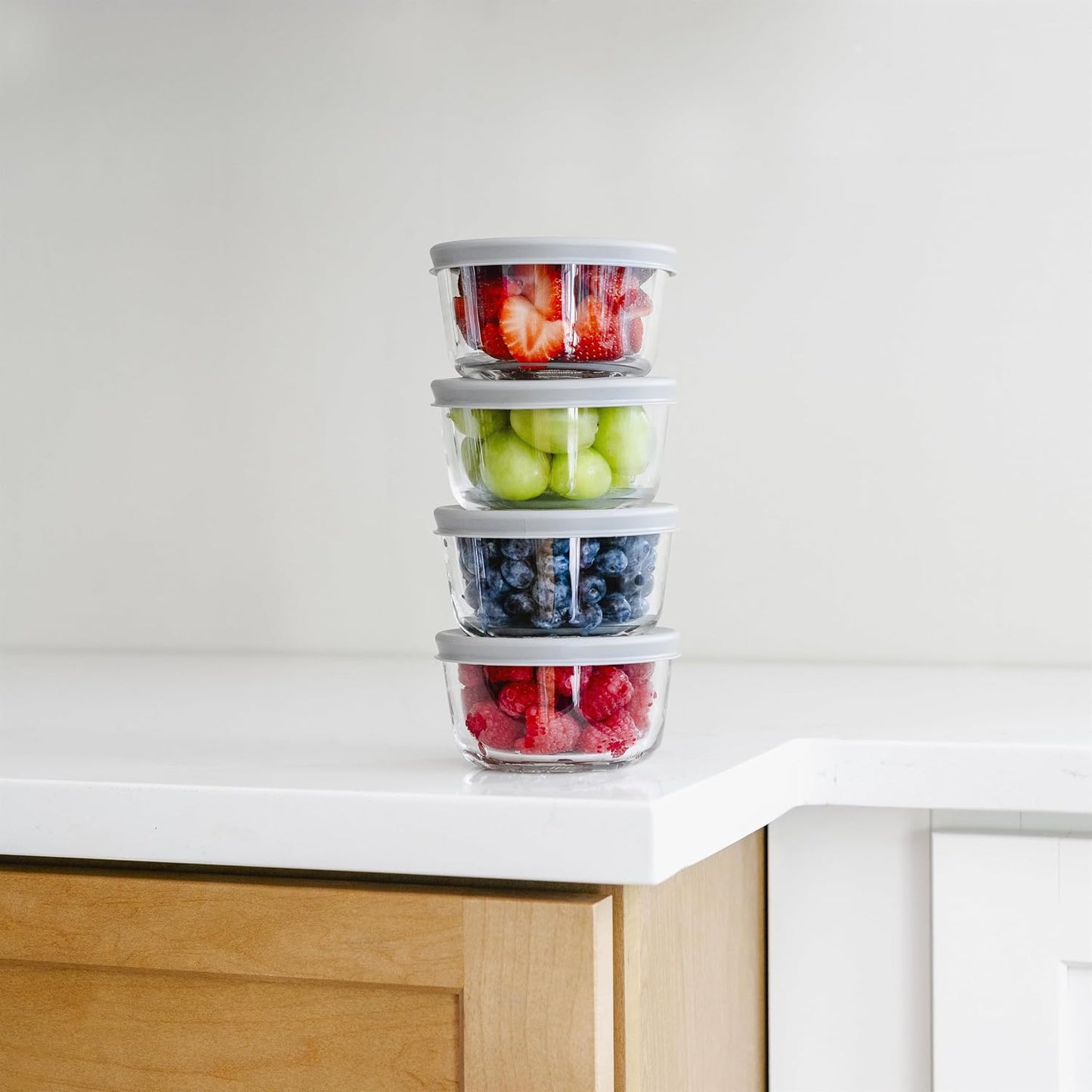 6-Piece Glass Food Storage Containers Set (3 Containers + 3 BPA-Free Lids) | 2-Cup, Leakproof | Microwave, Freezer, Oven & Dishwasher Safe | Ideal for Meal Prep & Pantry Organization, Pistachio