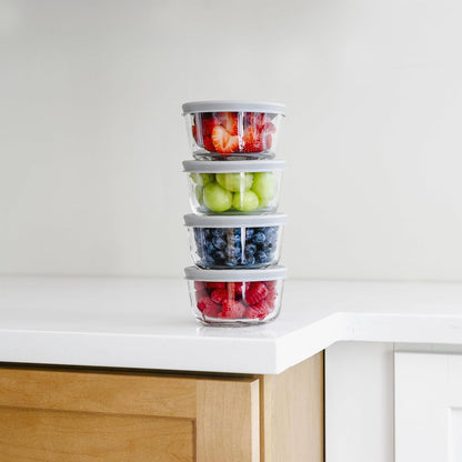 6-Piece Glass Food Storage Containers Set (3 Containers + 3 BPA-Free Lids) | 2-Cup, Leakproof | Microwave, Freezer, Oven & Dishwasher Safe | Ideal for Meal Prep & Pantry Organization, Pistachio