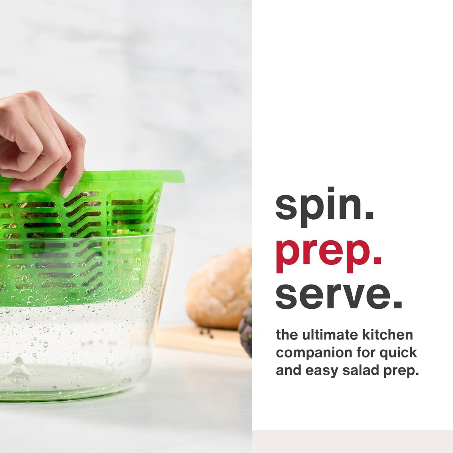 Zyliss Swift Dry Salad Spinner - Fruit Cleaner & Lettuce Spinner with Push Pump - Non-Slip Bowl - Dishwasher Safe - Large