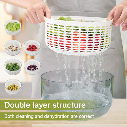 Electric Salad Spinner,6L Large Capacity Automatic Vegetables Fruit Washer Dryer Drainer Strainer,USB Charge Lettuce Spinner Cleaner with 350 ml Squeeze Bottle for Home Kitchen