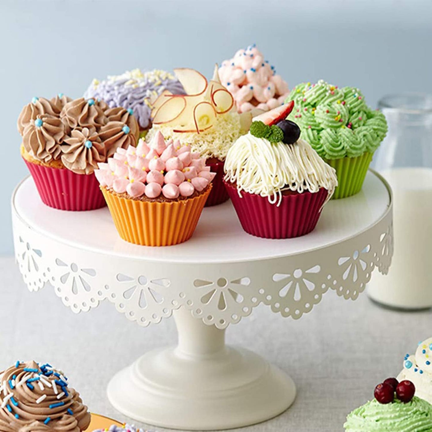 Utoolmart Silicone Cupcake Baking Cups,Reusable Silicone Baking Cups, Non-stick Cupcake Muffin Liners Cake Molds Set, Use As Lunch Box Dividers, 5 Pcs
