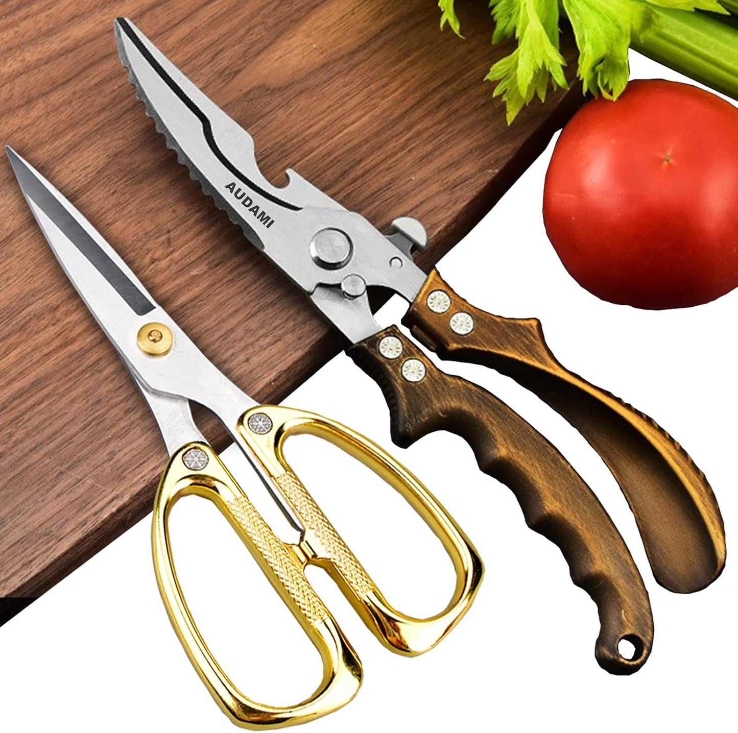 2 Pack Kitchen Shears,Heavy Duty Stainless Steel All-Purpose Poultry Meat Scissors for Cooking-Dishwasher Safe