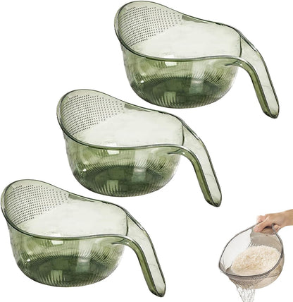 2027 New Aesthetic Multifunctional Rice Strainer with Handle (Gray+Green)