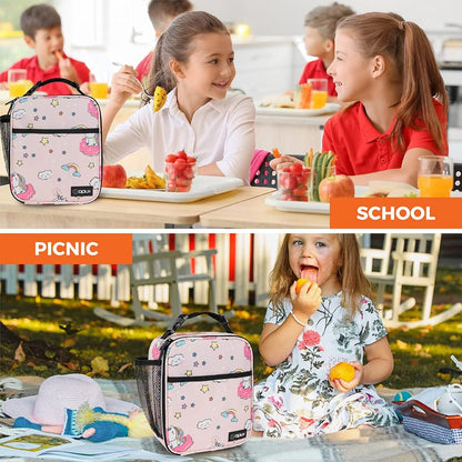 opux Premium Insulated Lunch Box, Soft School Lunch Bag for Kids Boys Girls, Leakproof Small Lunch Pail Men Women Work, Reusable Compact Cooler Tote Lunchbox for Office Adult, Black
