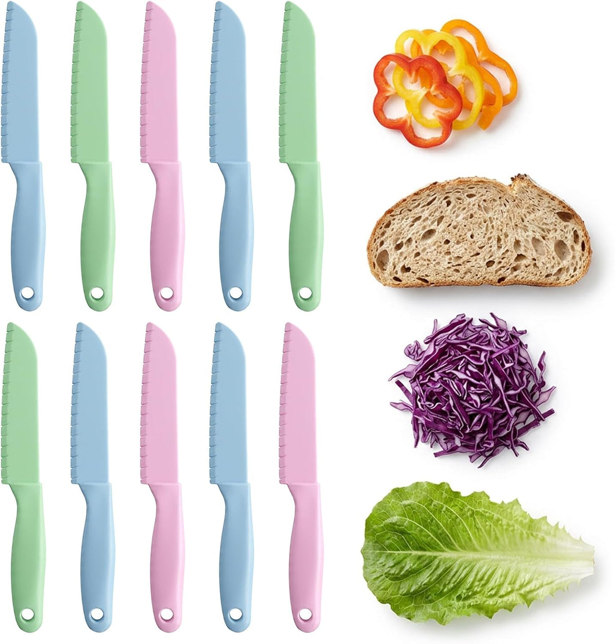 10 Pcs Lettuce Knife Cutter Set, 8.5 Inch Plastic Cake Knife