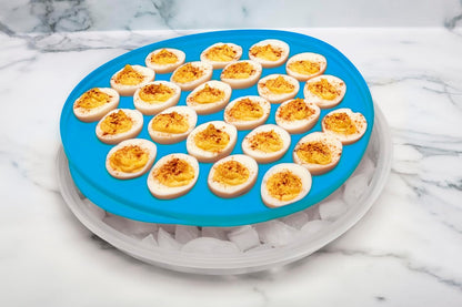 KOLORAE Reusable Deviled Egg Tray Carrier Serving Platter with Lid, Holds 2 Dozen Eggs, Great for Parties, Celebration Entertaining, Easter