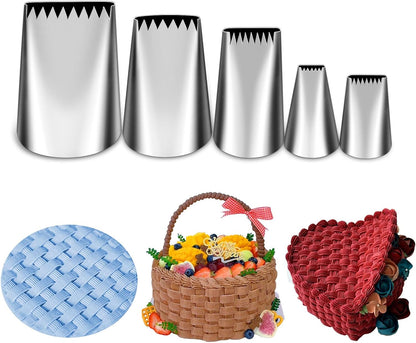 Suuker 5 Pieces Basketweave Piping Tips Set