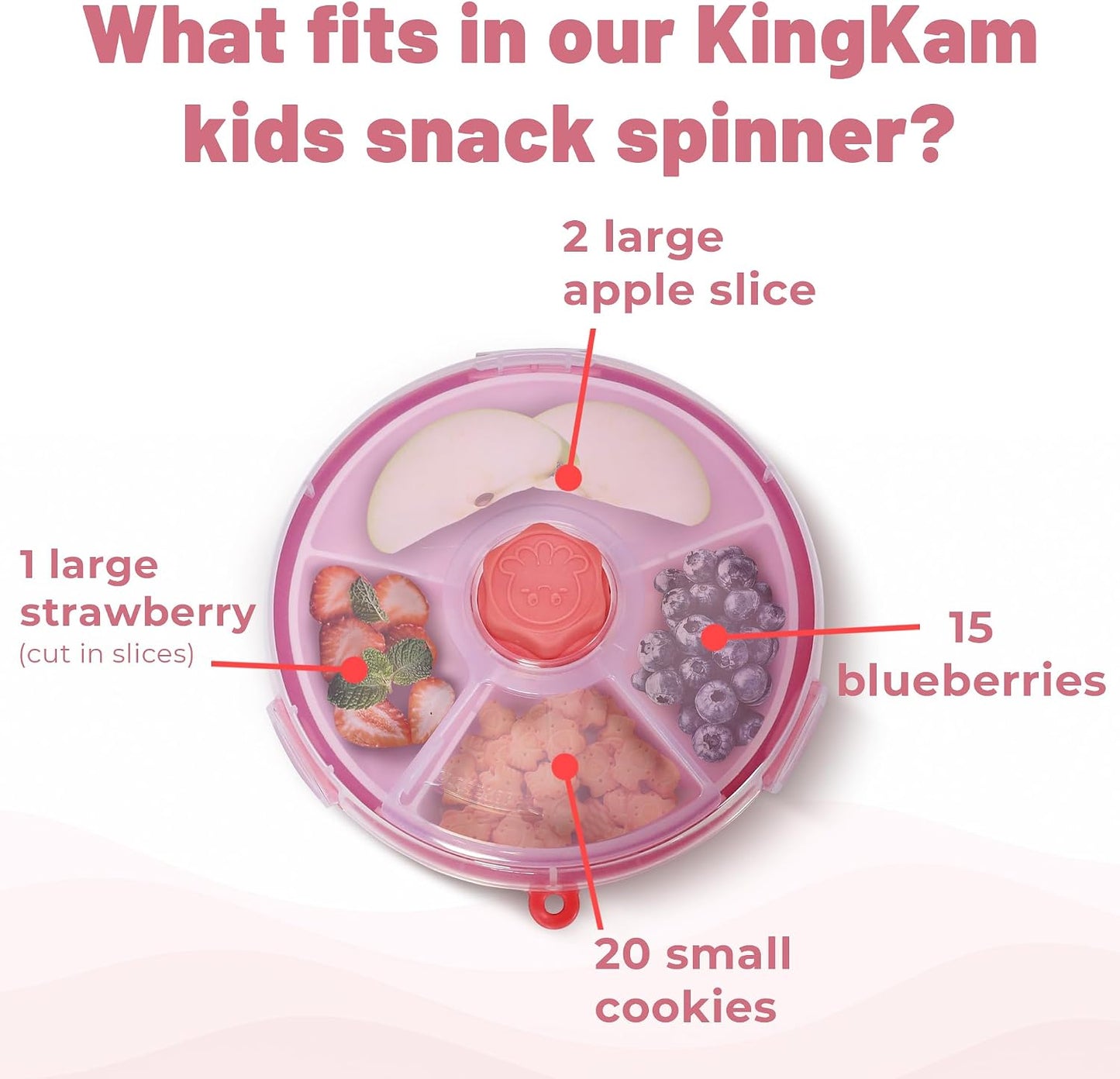 KingKam Kids Snack Spinner Containers, Reusable Toddler Spin Snack Container Box with 4 Compartments & Lid, BPA Free Food Grade Silicone Tray Dishwasher Safe, Travel Snacking Accessories (Blue/Green)
