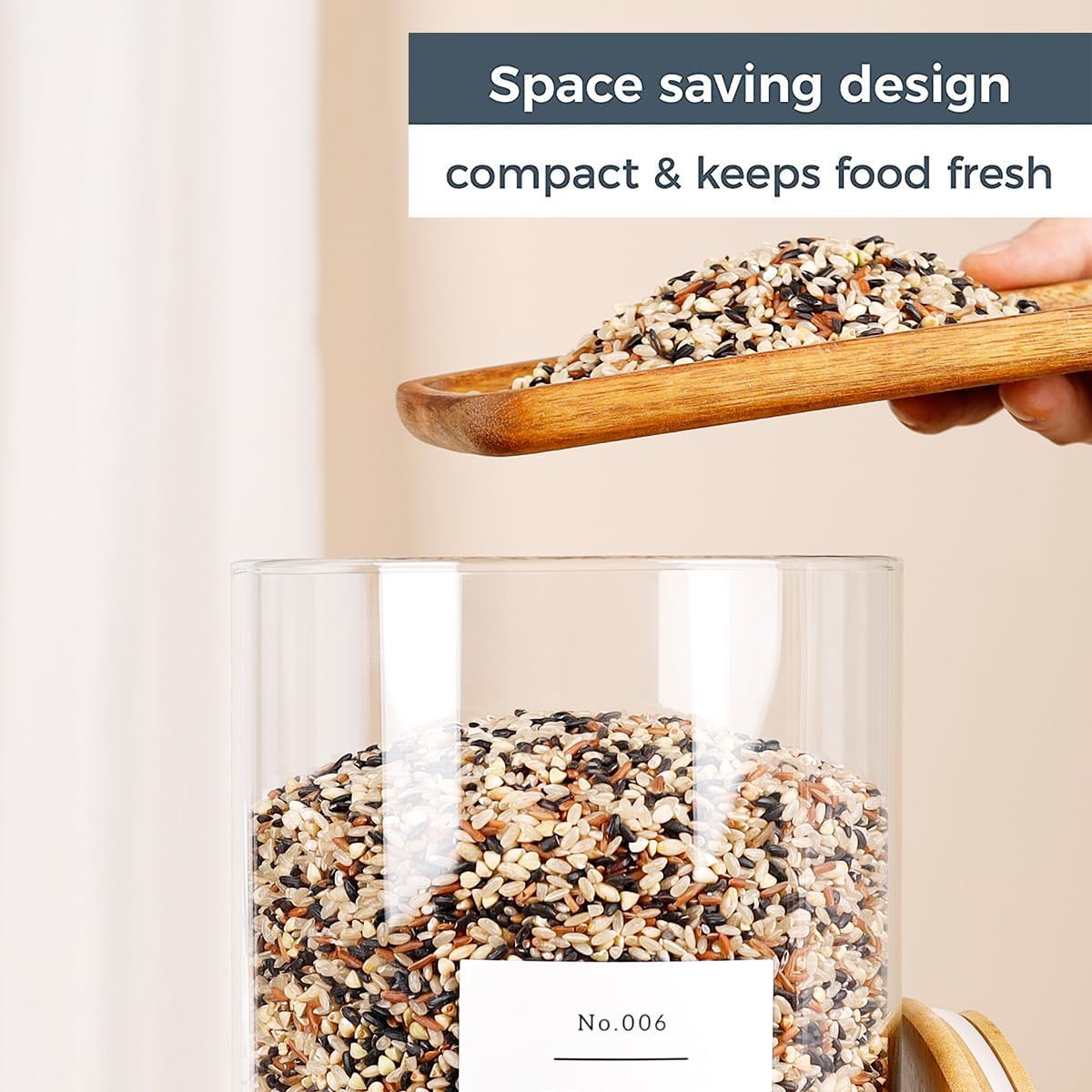 Large glass flour and sugar containers with 132 Kitchen Pantry Labels - 110 oz Glass Food Storage Containers with Airtight Lids - Square Glass Jars with Bamboo Lids for Rice, Pasta, Cookies, grain