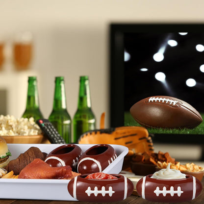 Layhit 4 Pcs Football chip Bowl Football Party Ceramic Condiment Server Chip and Dip Bowls Serving Dishes for Birthday, Tailgate Party Decorations
