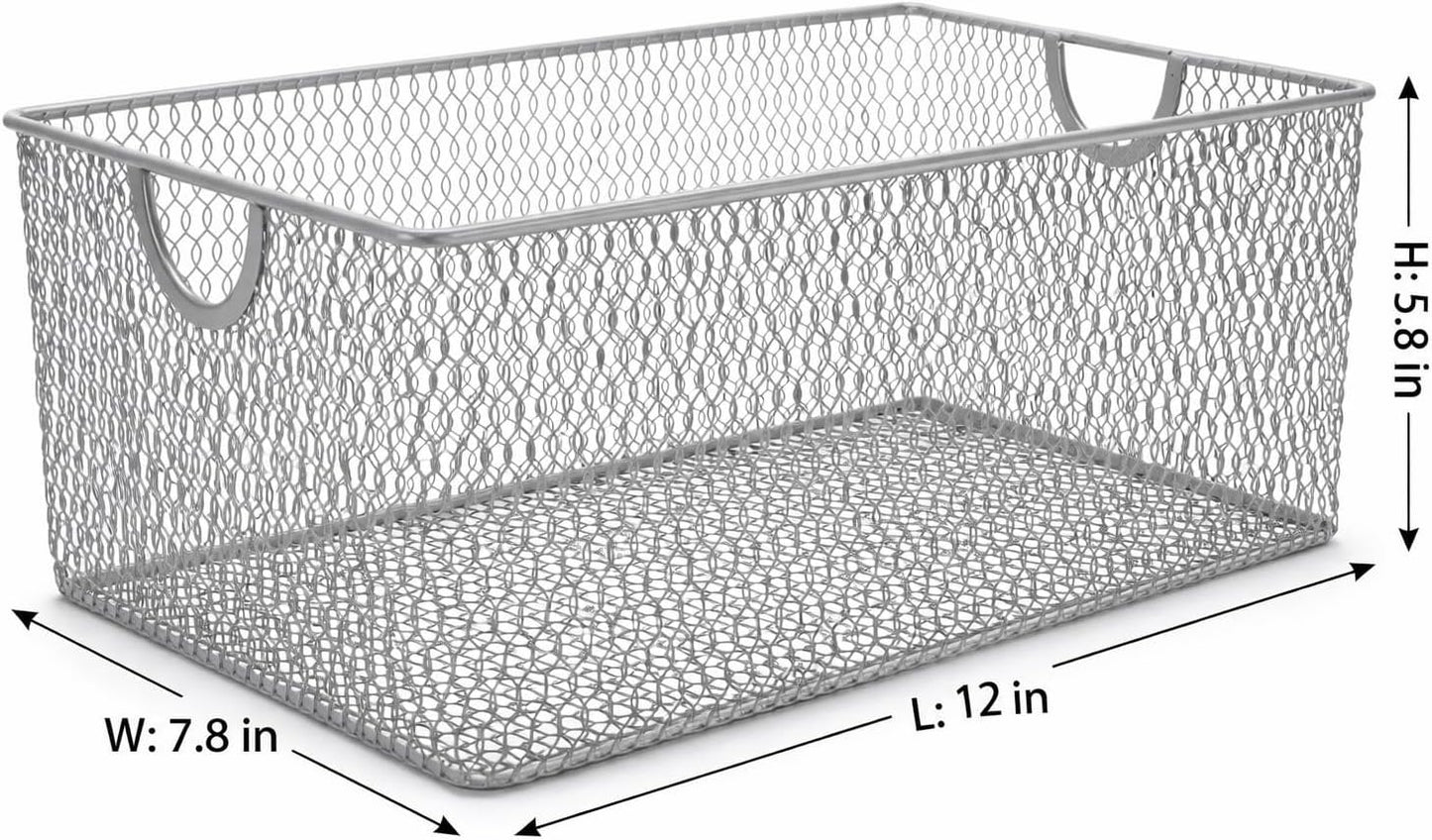 YBM HOME Kitchen Pantry Organizer Wire Basket for Shelves, Cabinets, Pantry, Countertop, Mesh Open Storage Bin Metal Basket for Organizing Food Supplies 12 x 7.8 x 5.8