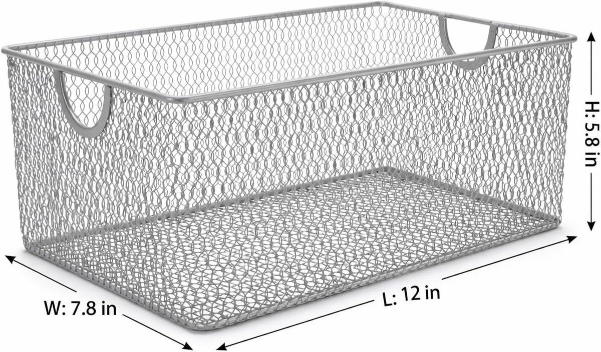 YBM HOME Kitchen Pantry Organizer Wire Basket for Shelves, Cabinets, Pantry, Countertop, Mesh Open Storage Bin Metal Basket for Organizing Food Supplies 12 x 7.8 x 5.8