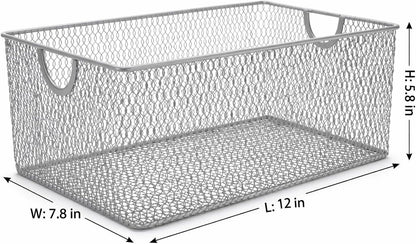 YBM HOME Kitchen Pantry Organizer Wire Basket for Shelves, Cabinets, Pantry, Countertop, Mesh Open Storage Bin Metal Basket for Organizing Food Supplies 12 x 7.8 x 5.8