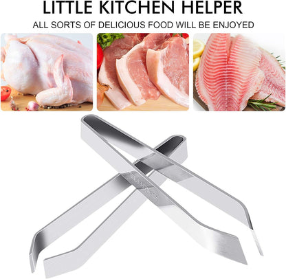 Fish Bone Tweezers, Professional Stainless Steel Flat and Slant Pliers Set for Kitchen Salmon Trout, 1 SET