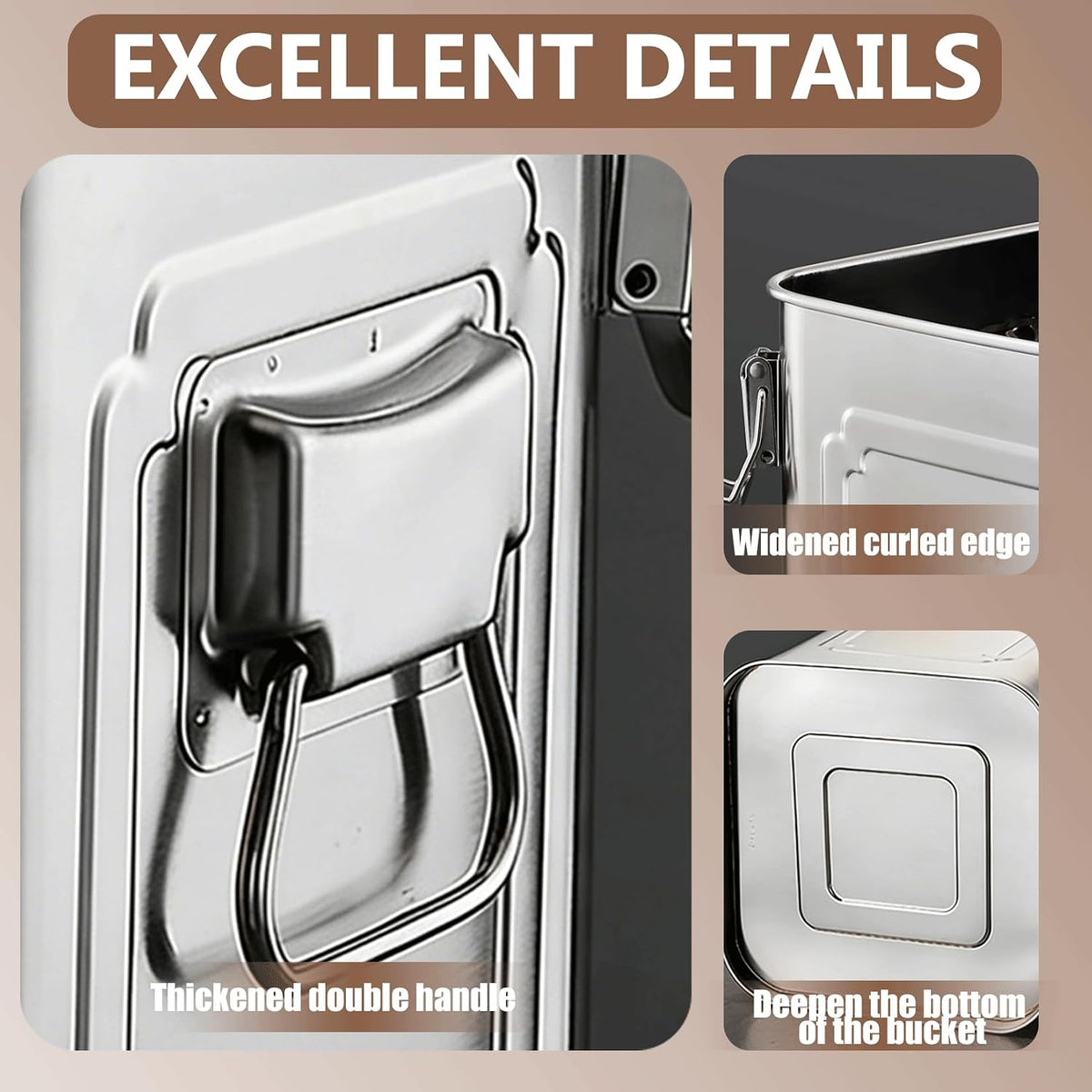 304 Stainless Steel Airtight Storage Container with Locking Clamps, Leak-Proof Square Canister for Dry & Wet Food, Heavy-Duty Storage Bin with Handles for Kitchen and Commercial Use(8.7GAL)
