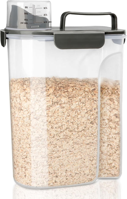 Komzon Rice Storage Containers, Rice dispenser with Pouring Spout Portable Handle for Flour, Pasta, Grain and Baking, Pet Dog Cat Bird Food Container 20 LB Grey