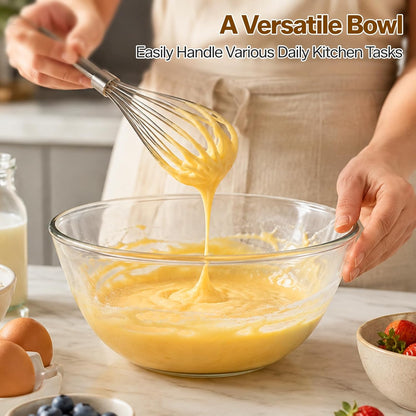4.7 QT Large Glass Mixing Bowl with Lid, for Sourdough Bread Making