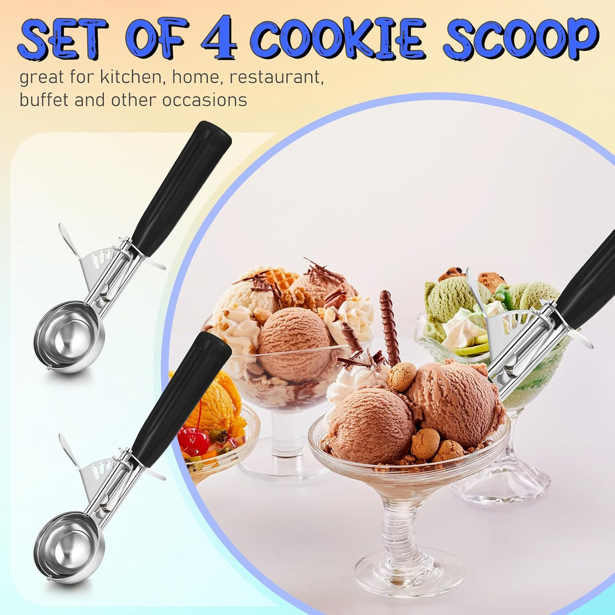 Reallnaive Ice Cream Scooper with Trigger, 4 oz, Gray