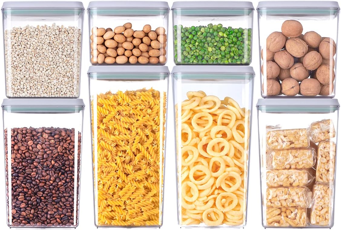Food Storage Containers with Lids,2.9Qt 2Pcs Airtight Pop Food Storage Containers, BPA-Free Stackable Kitchen Pantry Organizers and Storage, One Button Opening Flour and Sugar Container Sets
