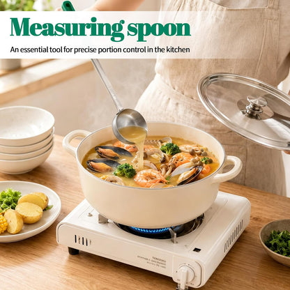 2PCS Portion Control Serving Spoons Set, Restaurant Measuring Serving Ladle Utensils, Portion Scoops for Food, Portions Control Slotted and Unslotted Scoops for Measuring Servings Ladle Utensils