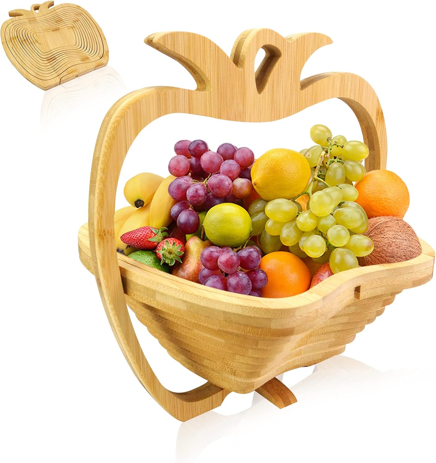 MYOSOTIS Foldable Fruit Basket Collapsible Bamboo Fruit and Veggie Basket Fruit Bowl Holder and Dried Fruit Basket For Holiday Party (Duck)