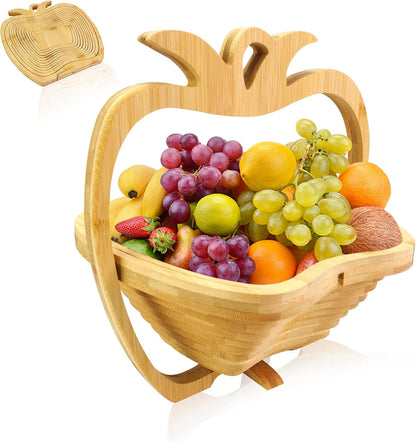 MYOSOTIS Foldable Fruit Basket Collapsible Bamboo Fruit and Veggie Basket Fruit Bowl Holder and Dried Fruit Basket For Holiday Party (Duck)