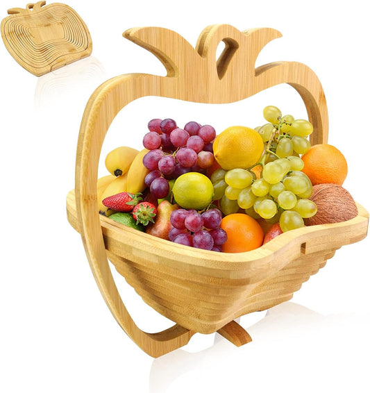 MYOSOTIS Foldable Fruit Basket Collapsible Bamboo Fruit and Veggie Basket Fruit Bowl Holder and Dried Fruit Basket For Holiday Party (Duck)