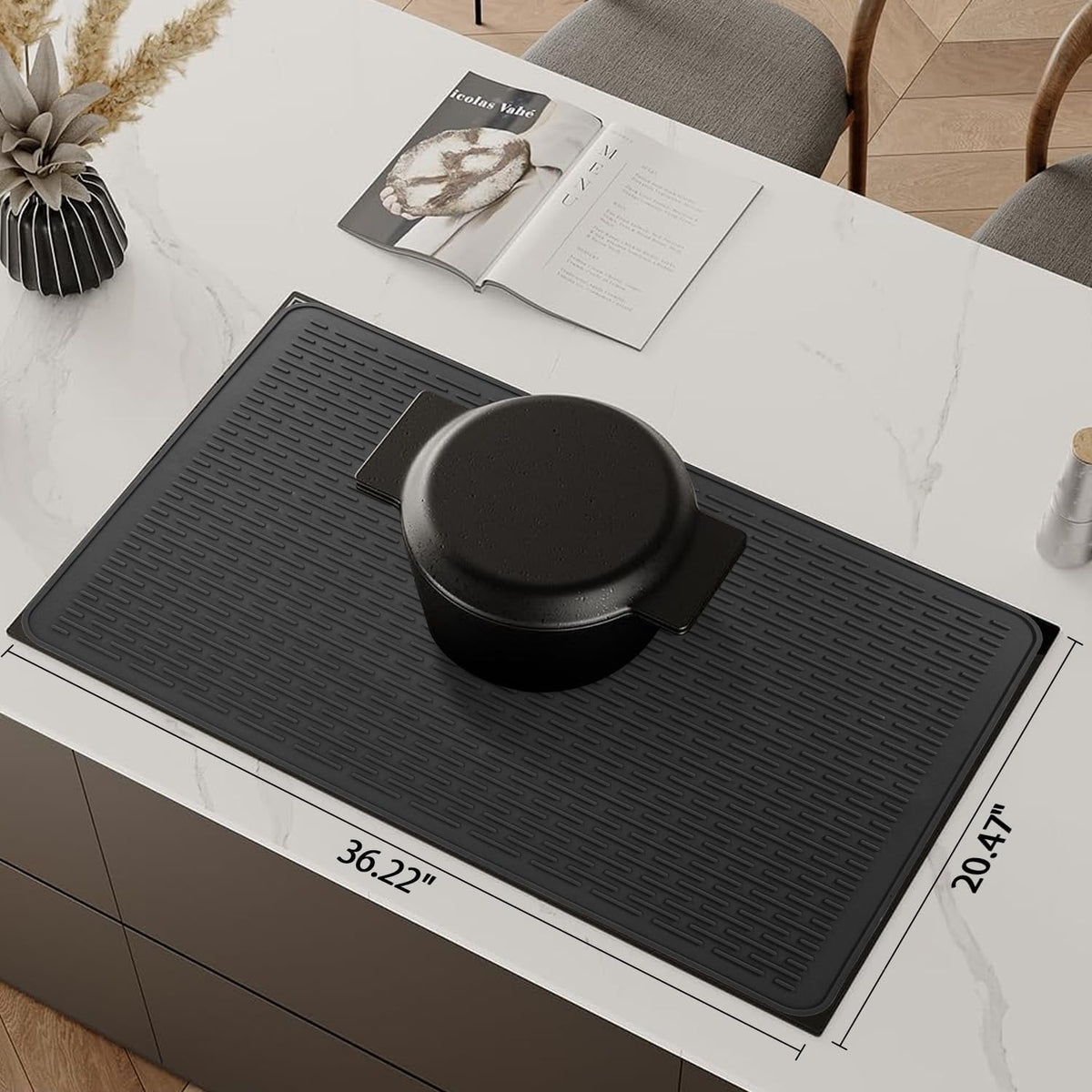 YUHFERA Stove Top Cover for Electric Stove - Silicone Stove Mat for Glass Top, Glass Cooktop Protector For Kitchen,Multi-functional Oven Covers for Electric Stove (Black,28 x 20)