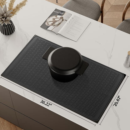 YUHFERA Stove Top Cover for Electric Stove - Silicone Stove Mat for Glass Top, Glass Cooktop Protector For Kitchen,Multi-functional Oven Covers for Electric Stove (Black,28 x 20)