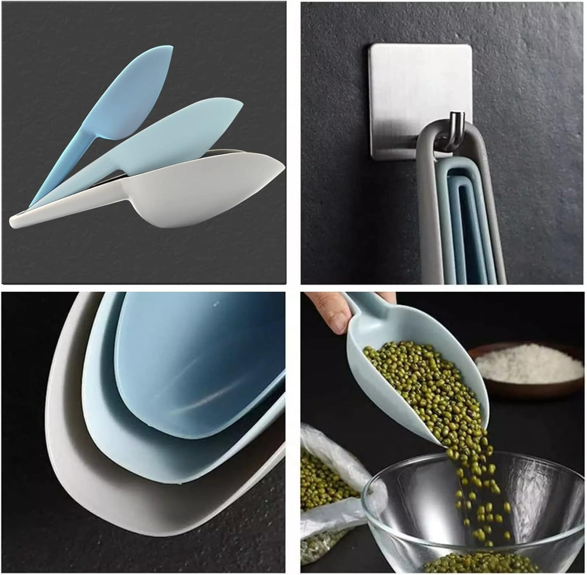 Plastic Scoops for Canisters, Plastic Scoop for Ice Cubes, Flour Scoops Dry Goods Coffee Beans & Cereals