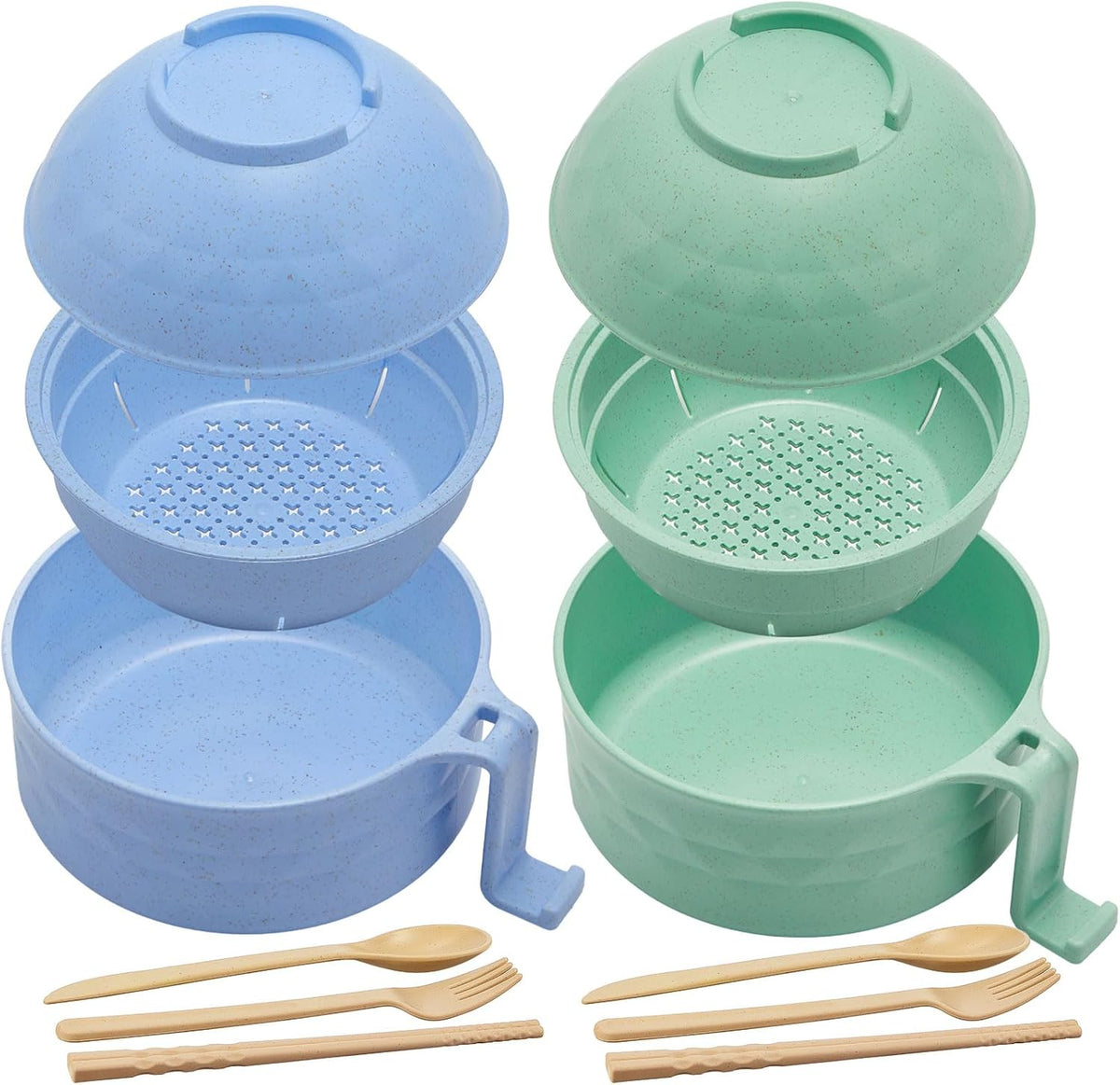 2 Sets 40 oz Microwave Ramen Bowl with Handles, Yellow,Orange
