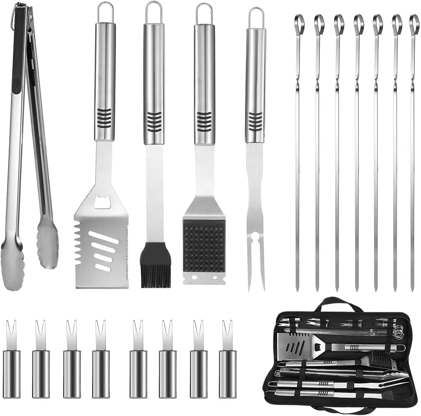 BBQ Grilling Tools Set,Stainless Steel Grilling Accessories Kit for Men Gift,13pc BBQ Grill Utensils Gift Kit with Portable Carry Bag BBQ Tools Grill Tools Set for Backyard Outdoor Grill Cooking