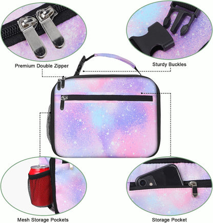 Kids Lunch Box for Boys Girls Lunch Bag Insulated Durable Lunchbox Children Lunch Tote Bag for School Black