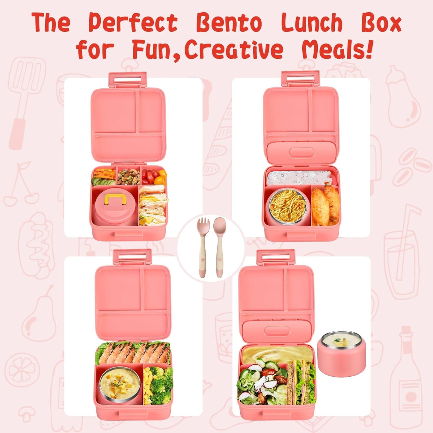 JXXM Bento Lunch Box for Kids With 8oz Soup thermo,Leak-proof Lunch Containers with 5 Compartment,thermo Food Jar and Lunch Bag, Food Containers for School (A-Blue(Extreme Locomotive))