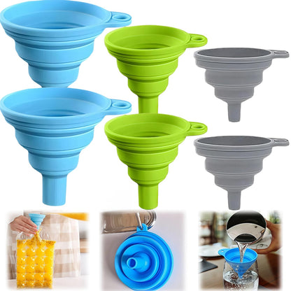3 Size Kitchen Funnel Set, 2026 Upgraded Funnels for Kitchen Use Filling Bottles, Food Grade Silicone Collapsible Funnels for Filling Small Bottle Kitchen Gadgets