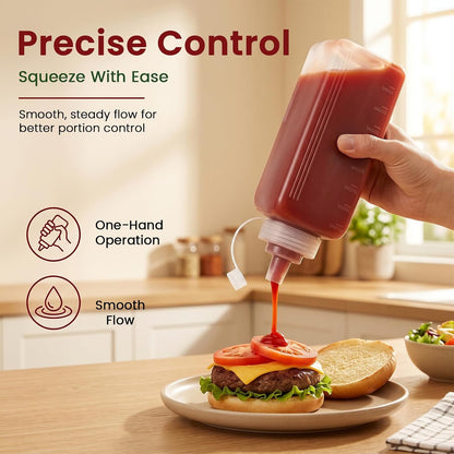 OAMCEG 20oz Condiment Squeeze Bottles, Plastic Sauce Bottles(0.6L)