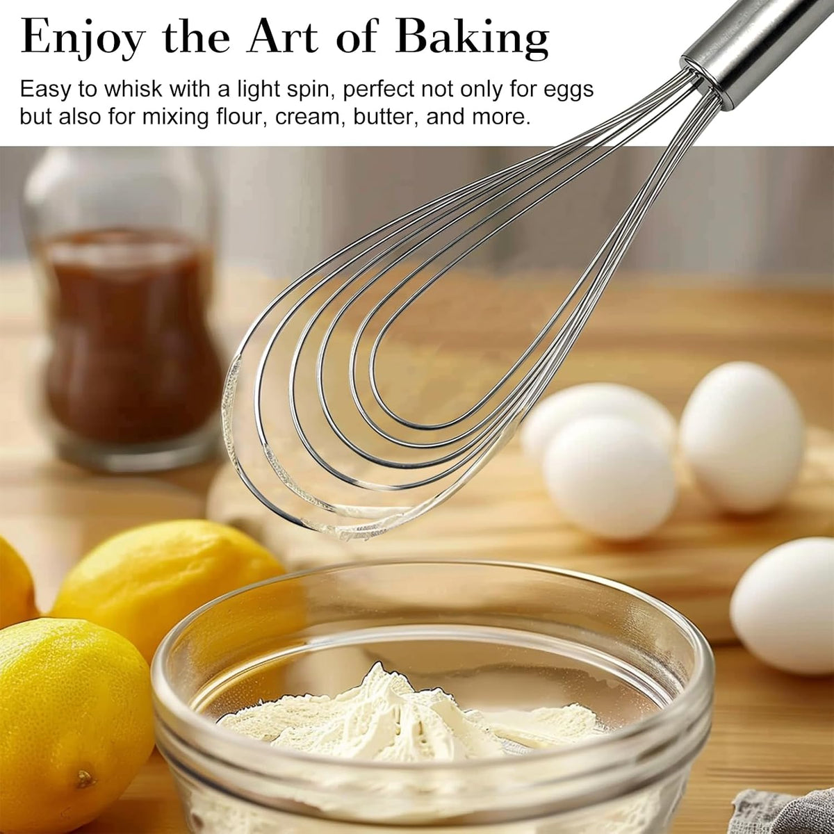 10 Inch Fat Whisk – Heavy-Duty Stainless Steel Whisk for Beating, Mixing & Stirring Sauces, Batter, and More