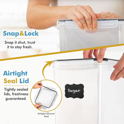 Shazo 2 PC (9.5L | 321 Oz) Extra Large Bulk Food Storage Containers with Airtight Lids for Flour, Sugar, Rice, Cereal & Pasta - Leakproof, BPA-Free Plastic Canisters for Kitchen & Pantry Organization
