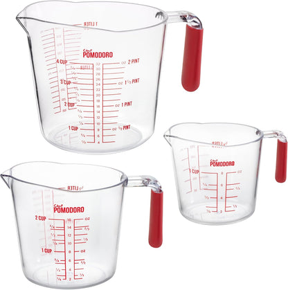 Chef Pomodoro 3-Piece Liquid Meausuring Cups Set - Ml and Oz Measuring Cup