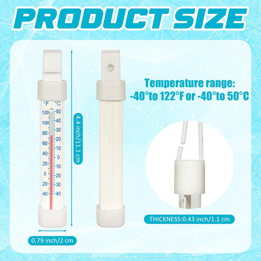 12 Pack Refrigerator Freezer Thermometer - Fridge Thermometer with Dual-Scale -40-50°C/-40-122°F Long Strip Hanging Standing Analog Thermometer for Freezer Refrigerator Cooler