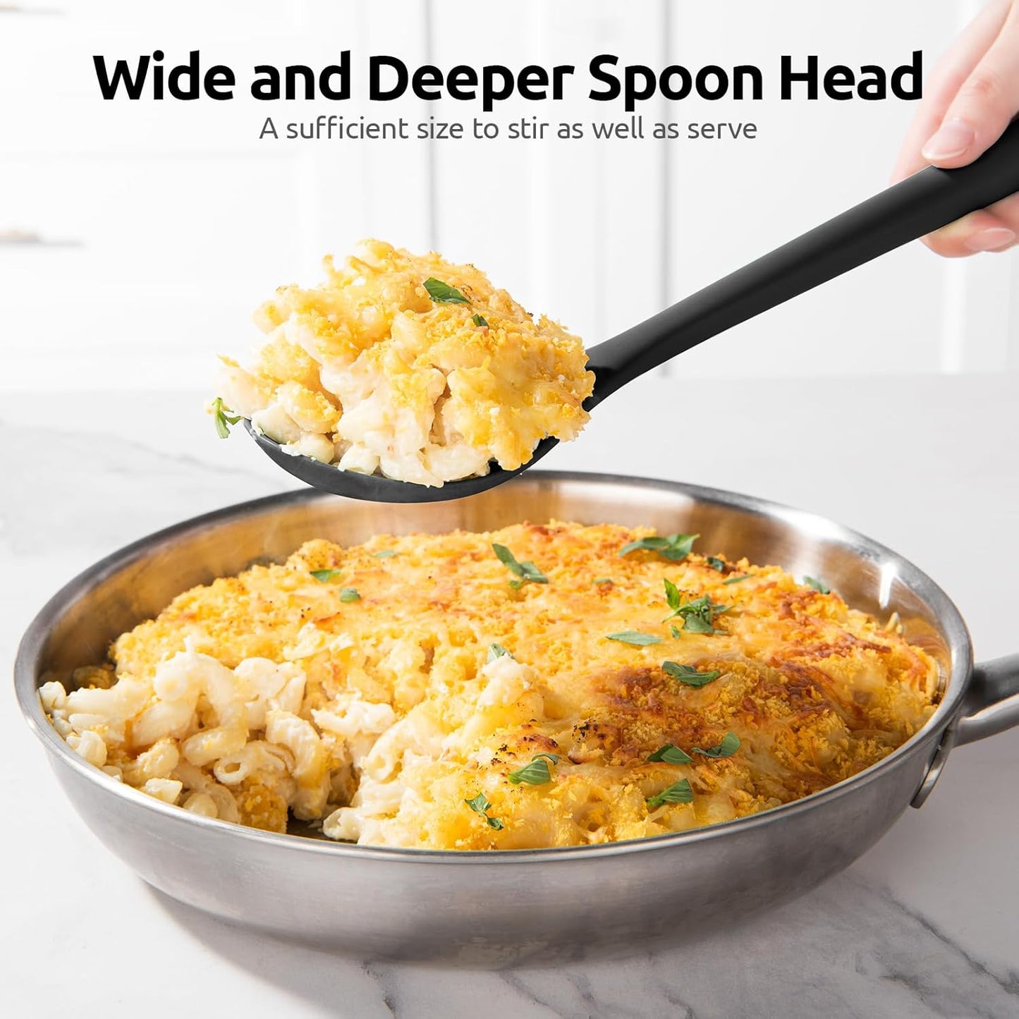 600ºF Heat Resistant Silicone Spoons: U-Taste 13.3in Solid & Slotted Kitchen Cooking Tool, Nonstick Long Rubber Utensil, Sturdy for Mixing, Serving, Stirring, Frying, Basting (Aqua Sky, 2PCS)